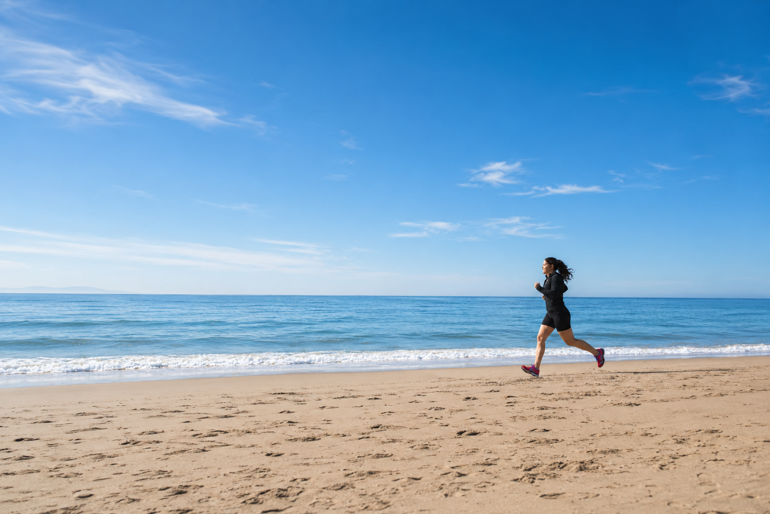 Women running on beach